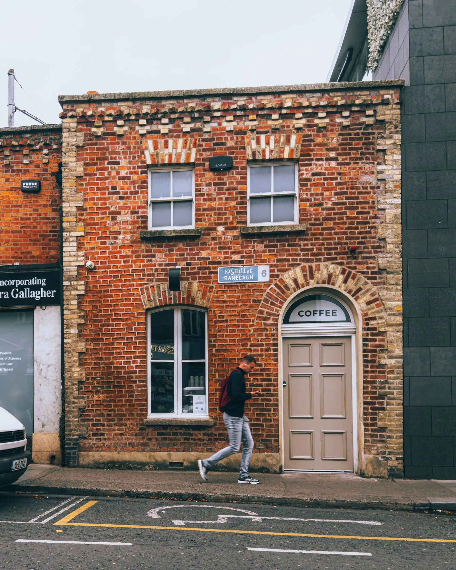 Brick storefront on a downtown commercial street